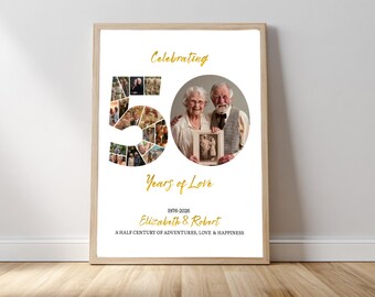 50th Wedding Anniversary Photo Collage Template Editable 50 Years Of Marriage Poster Golden Anniversary Keepsake Printable Gift Download Now