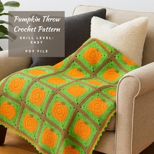 Crochet Pumpkin Blanket Pattern Fall Crochet Blanket Pattern Halloween Crochet Pattern Cozy AutumnThrow Fall Afghan Crochet Design Autumn