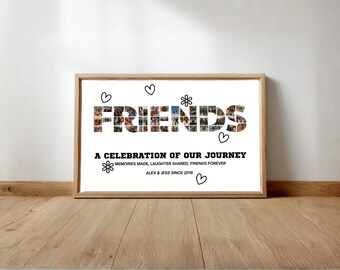 Friends Photo Collage Template Editable Digital Bff Frame Personalized Bestie Print Friendship Gift Birthday Present For Her Him Print Ready