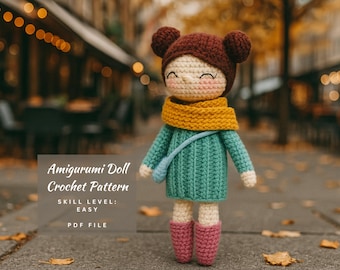 Crochet Amigurumi Doll Pattern Kawaii Plush Toy DIY Gift Beginner Friendly Step By Step Tutorial Easy Printable Instant Download PDF Digital