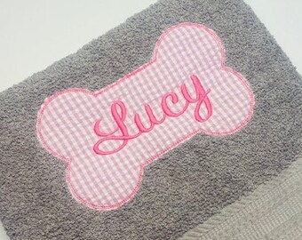 personalized dog towel for bath time with color & font options, 30" x 50", add pets name, pets bath time, Ships FREE