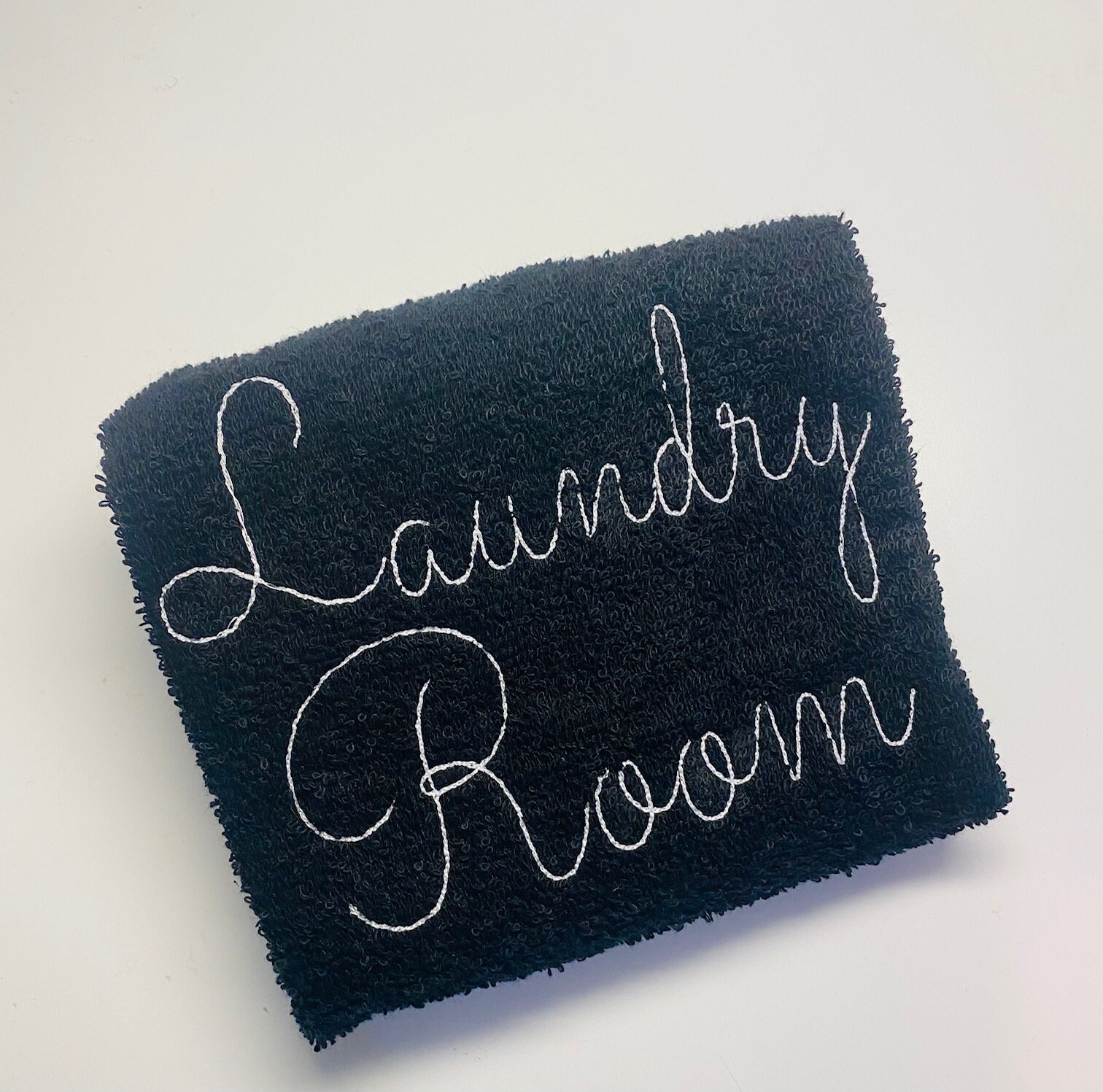 Black Laundry Room Towels Embroider Farmhouse Hand Towels Etsy