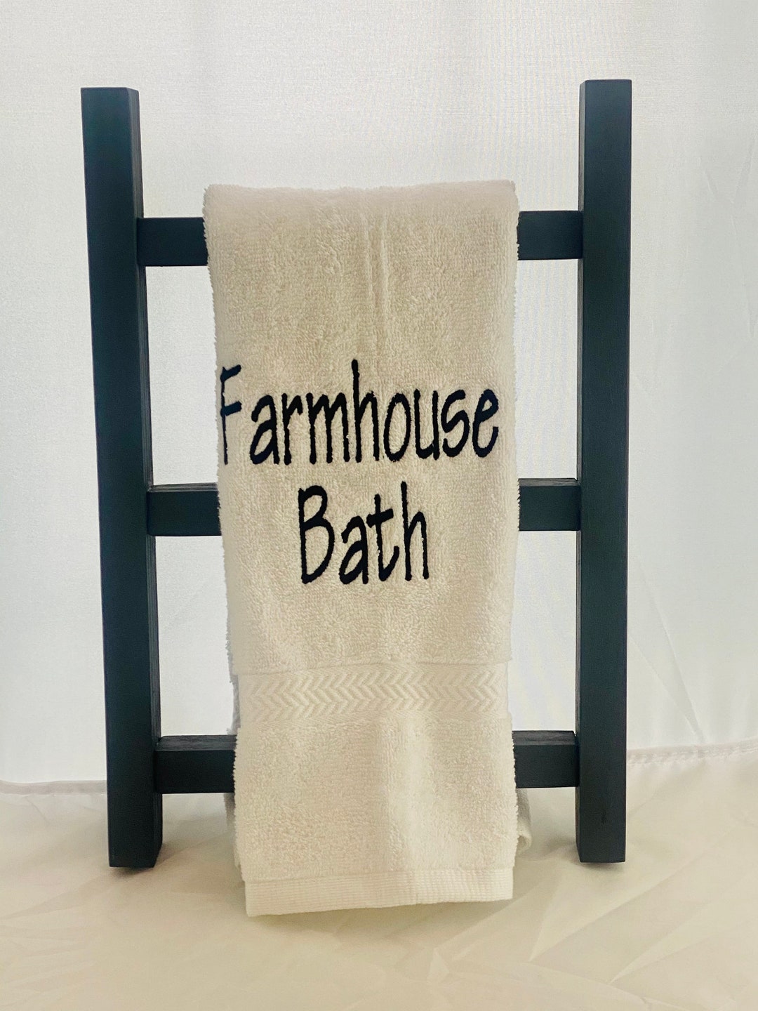 Farmhouse Bath Towel Hand Towel Embroidery Towel Black and Etsy