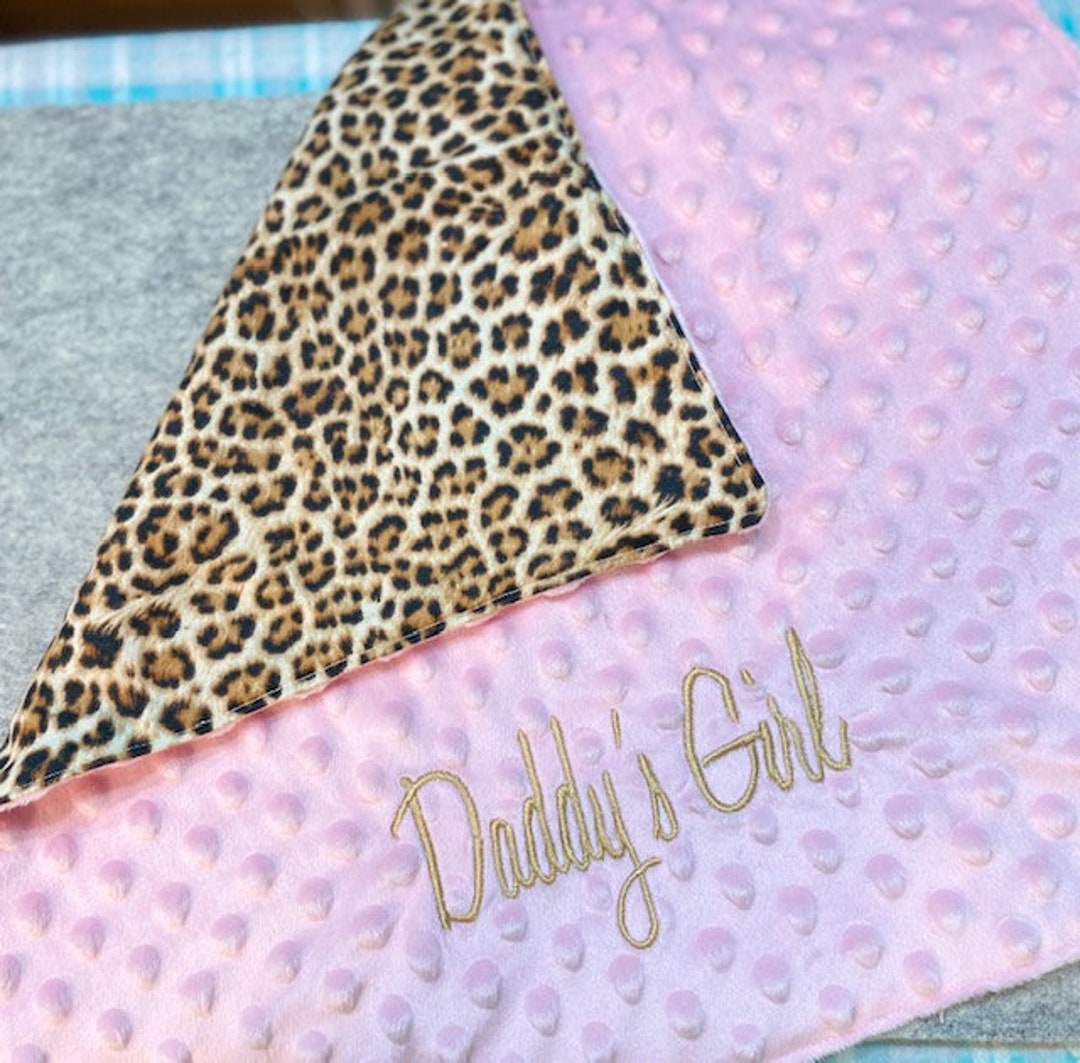 Baby Girls Blanket, 16 X 16, Daddy's Girl, Baby Gift, Plush Minky, Baby