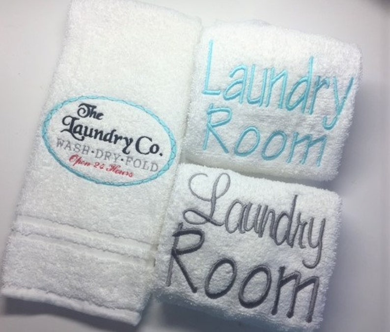 Aqua Laundry Towel for Embroider Laundry Room Hand Towel Etsy UK