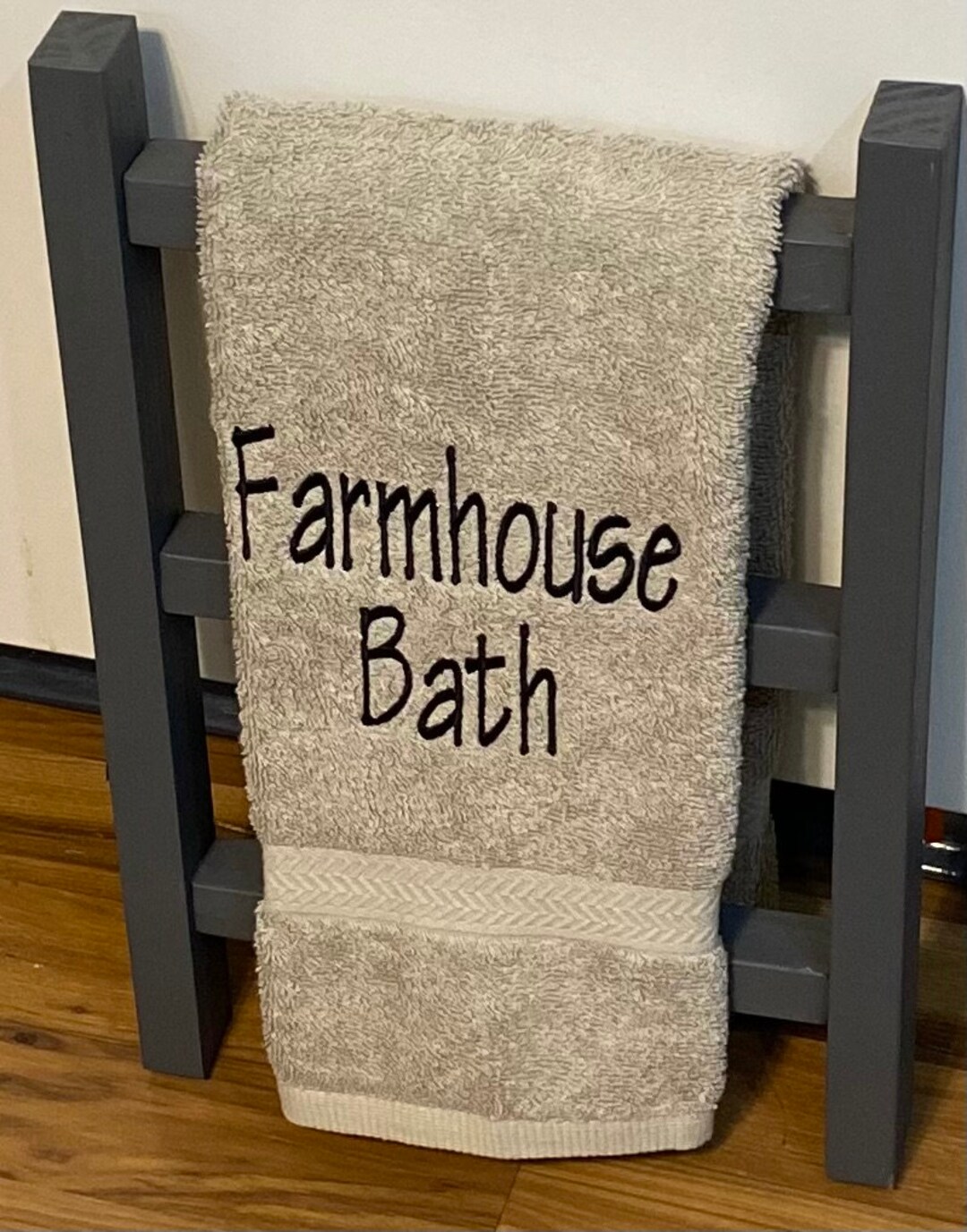 Farmhouse Bath Gray Hand Towel Farmhouse Bath Towel Etsy