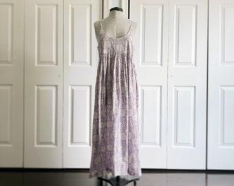 Handmade cotton voile dress in lavender floral