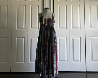 Handmade cotton voile dress in striped batik size 6