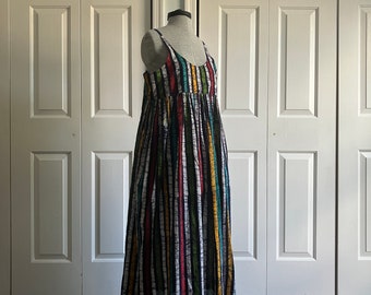 Handmade cotton voile dress in batik stripes