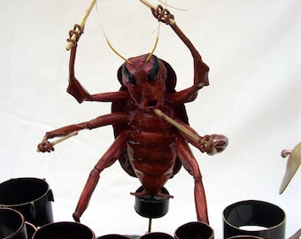 Oris,  Drummer of Roach  D.O.A. Copper and Brass Metal Sculpture