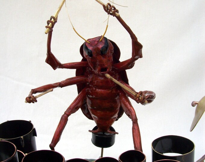 Oris,  Drummer of Roach  D.O.A. Copper and Brass Metal Sculpture