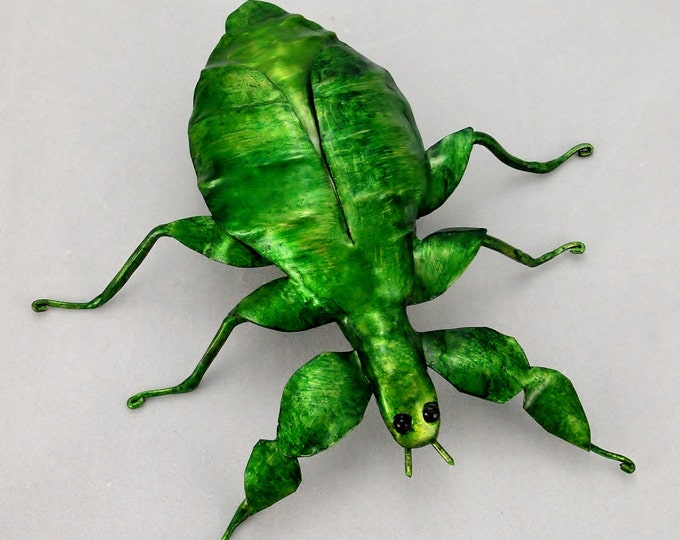 Leaf Insect Handmade Copper Metal Wall Sculpture
