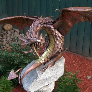 OOAK Karthos the Wyvern Copper and Brass Metal Sculpture