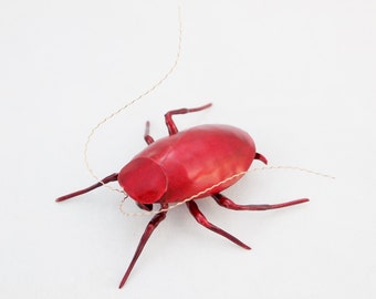 2 1/2 inch Red Roach Copper Metal Wall Sculpture