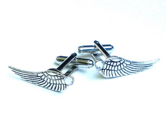 Angel Wing Cuff Links, Classy Formal Wear, Mens Gift, Prom, Fathers Day, Birthday, Graduation Gift