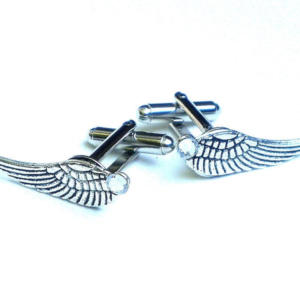 Angel Wing Cuff Links, Classy Formal Wear, Mens Gift, Prom, Fathers Day, Birthday, Graduation Gift