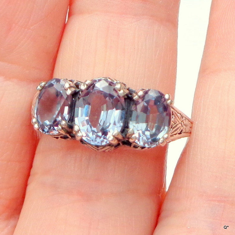 Victorian Design Lab,Russian Alexandrite,Vintage Sterling Silver,Filligree Setting,Color Change Stone,PurpleBlueTeal Edwardian Fantasy