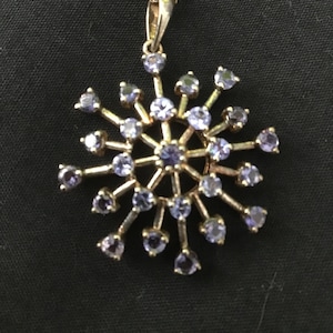 Vintage blue tone snowflake pendant sterling silver necklace