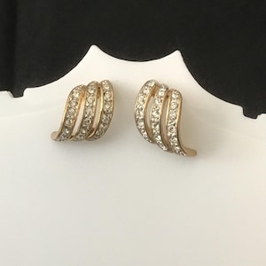 gold plated crystal earrings, angel wing stud