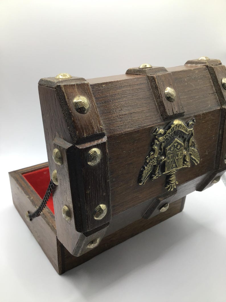 Vintage Wooden Treasure Chest Jewellery Box - Etsy