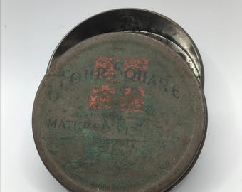 four square tobacco tin Four Square Curlies Fine Cut Round Tobacco Tin (empty), Made in Britain