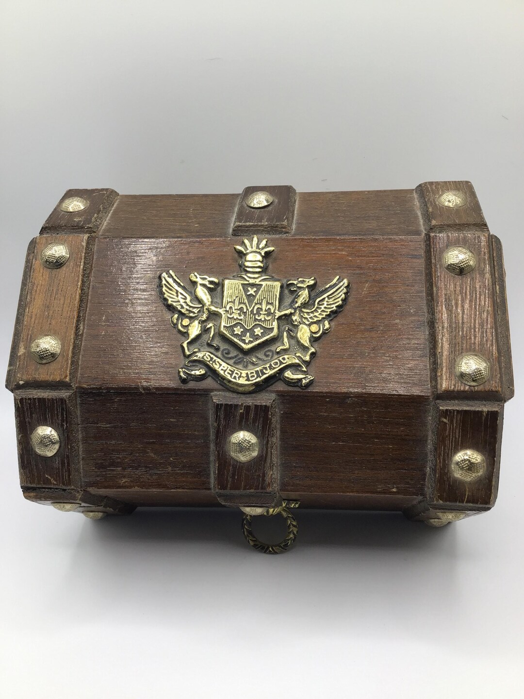 Vintage Wooden Treasure Chest Jewellery Box - Etsy