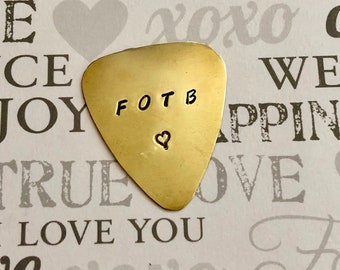 CUSTOM Guitar Pick - Hammered BRASS - Useful Gift - Teen Birthday - Graduation Gift - Fathers Day - Welcome Home - Deployment - Guy Gift