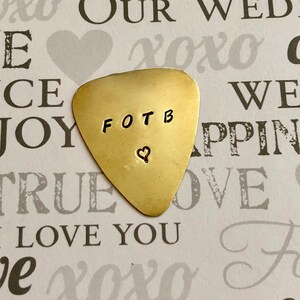 CUSTOM Guitar Pick Hammered BRASS Useful Gift Teen Birthday Graduation Gift Fathers Day Welcome Home Deployment Guy Gift image 1