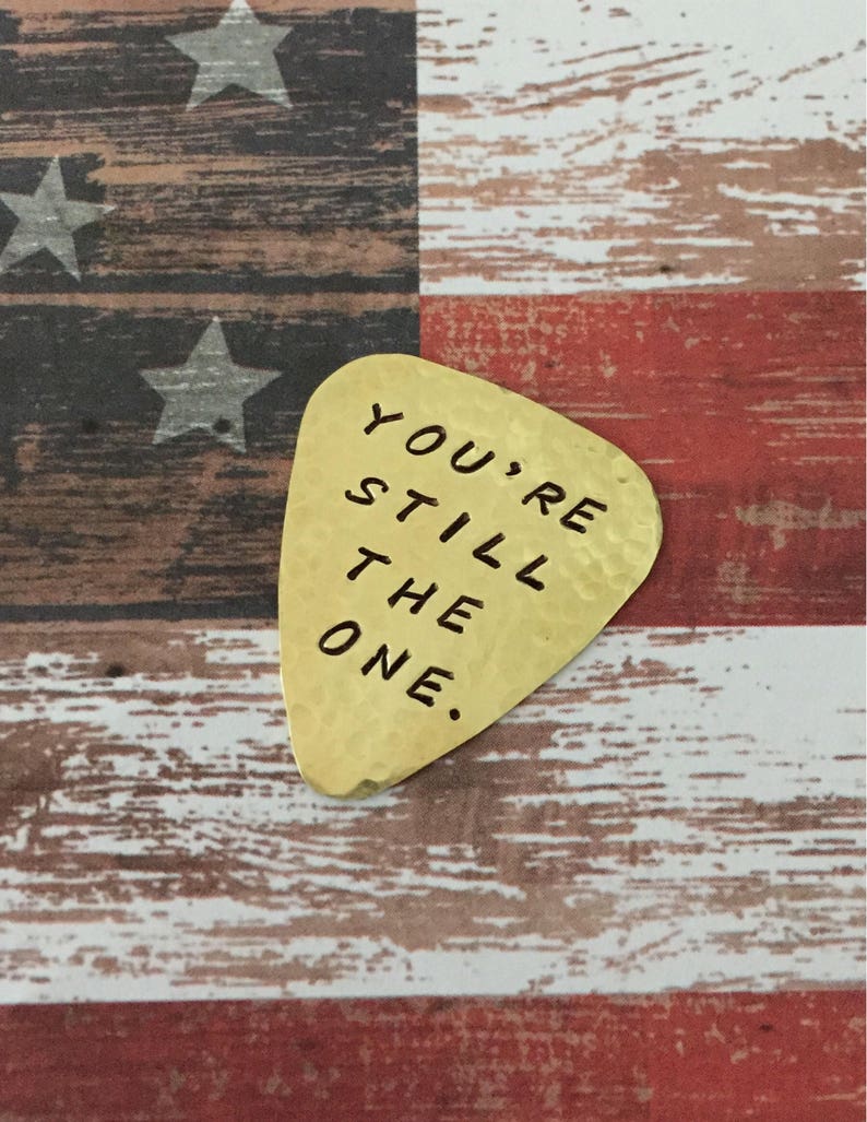 CUSTOM Guitar Pick Hammered BRASS Useful Gift Teen Birthday Graduation Gift Fathers Day Welcome Home Deployment Guy Gift image 5