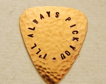 I'll ALWAYS PICK You, Copper Guitar Pick, Copper Anniversary, Wedding Gift, Hammered Copper, 7th Anniversary, 22nd Anniversary, Rustic Pick