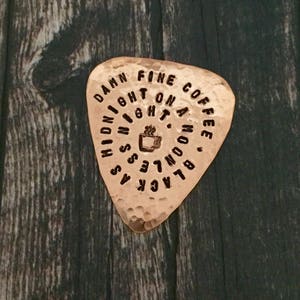 Twin Peaks Guitar Pick, Damn Fine Coffee, Black As Midnight, Agent Dale Cooper, Handstamped, TP Fandom, Useful Gift image 8