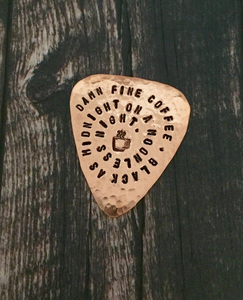 Twin Peaks Guitar Pick, Damn Fine Coffee, Black As Midnight, Agent Dale Cooper, Handstamped, TP Fandom, Useful Gift image 8