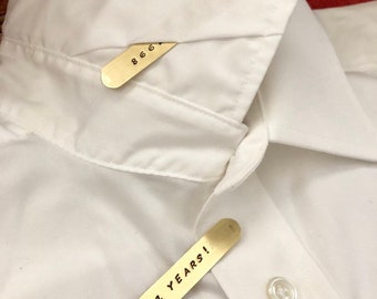 PERSONALIZED Collar Stays - Brass - 7th Anniversary - 21st Anniversary - Unisex Gift - Useful Gift - New Job