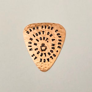 Twin Peaks Guitar Pick, Damn Fine Coffee, Black As Midnight, Agent Dale Cooper, Handstamped, TP Fandom, Useful Gift image 2