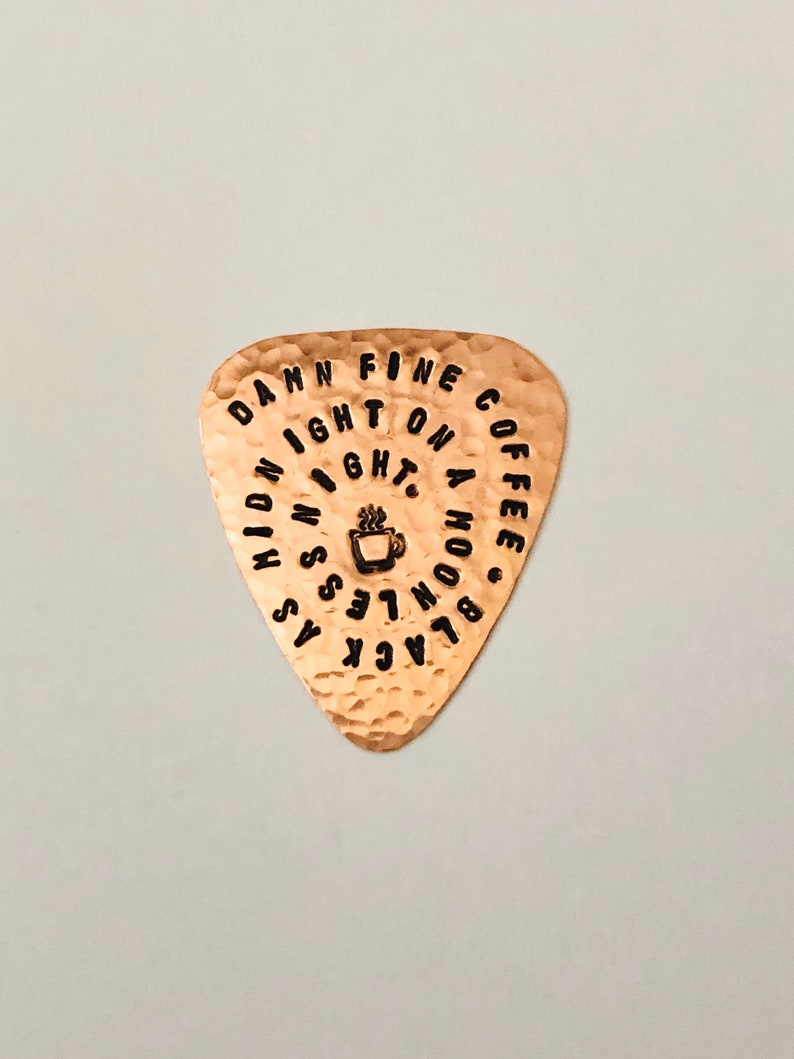 Twin Peaks Guitar Pick, Damn Fine Coffee, Black As Midnight, Agent Dale Cooper, Handstamped, TP Fandom, Useful Gift image 2