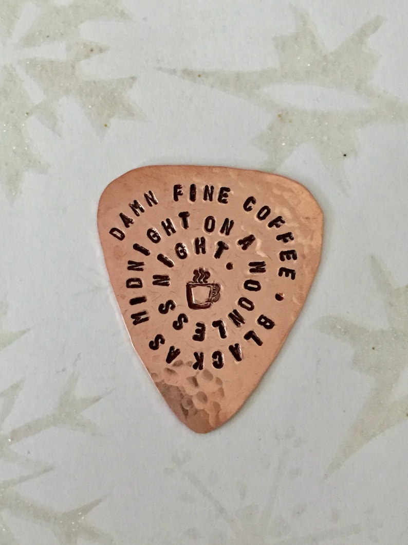 Twin Peaks Guitar Pick, Damn Fine Coffee, Black As Midnight, Agent Dale Cooper, Handstamped, TP Fandom, Useful Gift image 4