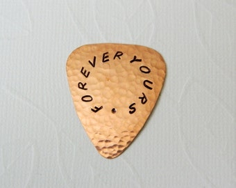 FOREVER YOURS, Copper Guitar Pick, Functional Gift, Useful Gift, Wedding, Engagement, 7th Wedding Anniversary, Always and Forever, Plectrum