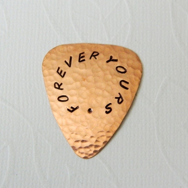 FOREVER YOURS, Copper Guitar Pick, Functional Gift, Useful Gift, Wedding, Engagement, 7th Wedding Anniversary, Always and Forever, Plectrum