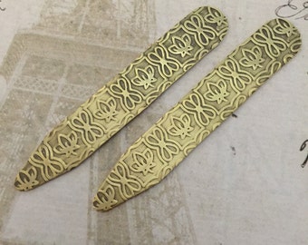 Lotus Flower Collar Stays - Embossed Brass - Unisex Gift - Useful Gift - Metal Collar Stays - Zen Gift - Unisex Dressing - Valentine's Day