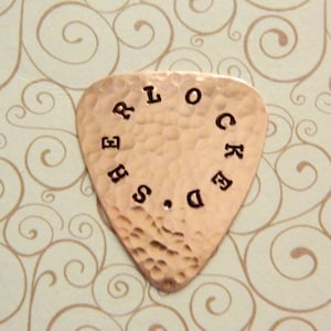 SHERLOCKED Guitar Pick - Copper Pick - Sherlock Holmes - Sher-locked - BBC America - Fandom - Irene Adler - PBS Masterpiece - Useful Gift