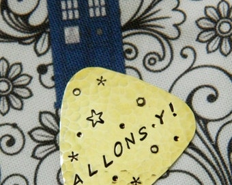 ALLONS-Y! Brass Guitar Pick - Doctor WHO Guitar Pick - Whovian - The Doctor - Functional Gift - Bbc America - 10th Doctor - Useable Pick