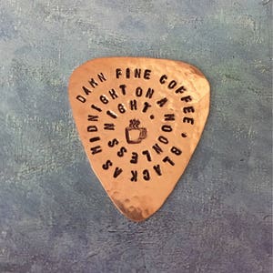 Twin Peaks Guitar Pick, Damn Fine Coffee, Black As Midnight, Agent Dale Cooper, Handstamped, TP Fandom, Useful Gift image 9