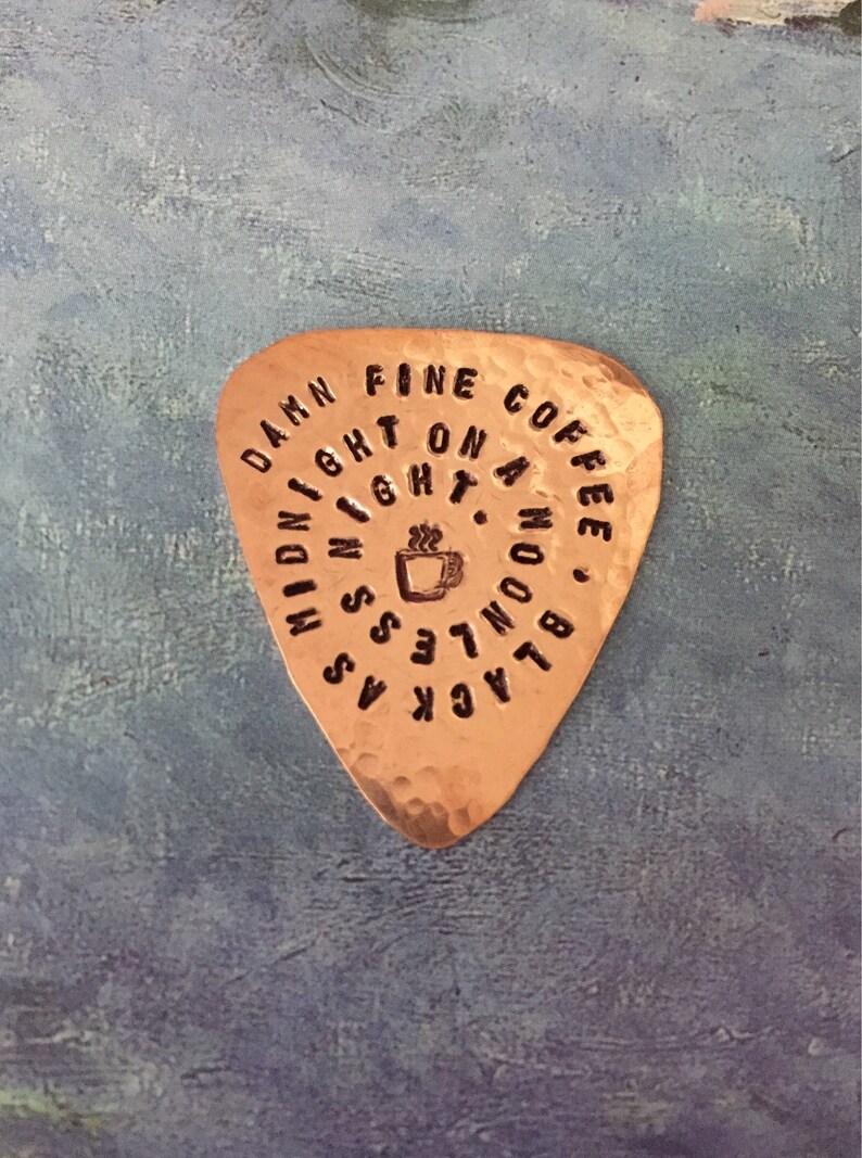 Twin Peaks Guitar Pick, Damn Fine Coffee, Black As Midnight, Agent Dale Cooper, Handstamped, TP Fandom, Useful Gift image 9