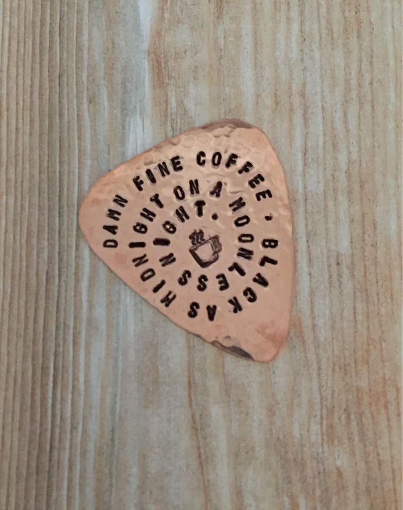 Twin Peaks Guitar Pick, Damn Fine Coffee, Black As Midnight, Agent Dale Cooper, Handstamped, TP Fandom, Useful Gift image 10