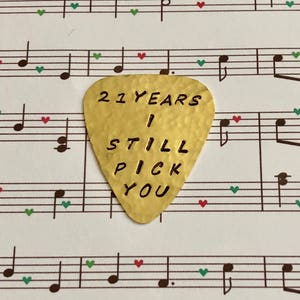 CUSTOM Guitar Pick Hammered BRASS Useful Gift Teen Birthday Graduation Gift Fathers Day Welcome Home Deployment Guy Gift image 3