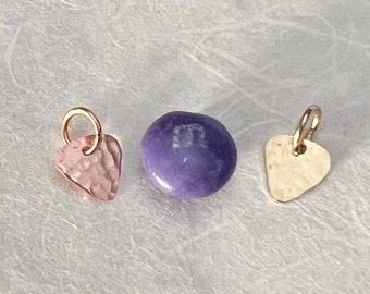 Mini Guitar Pick Charm: Solid Copper or Brass Pendant