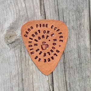 Twin Peaks Guitar Pick, Damn Fine Coffee, Black As Midnight, Agent Dale Cooper, Handstamped, TP Fandom, Useful Gift image 7