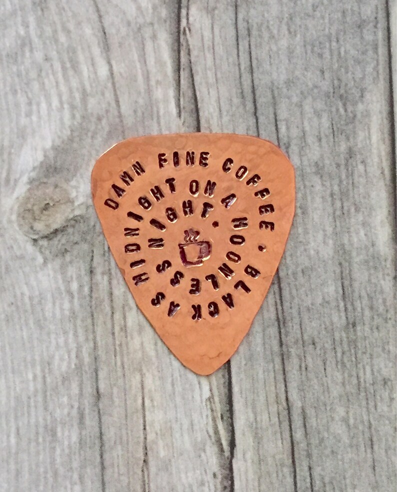 Twin Peaks Guitar Pick, Damn Fine Coffee, Black As Midnight, Agent Dale Cooper, Handstamped, TP Fandom, Useful Gift image 7