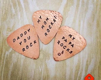 Custom Copper GUITAR PICK, Personalized Gift, Birthday, Fathers Day, Mothers Day, Teachers, Students, Thank you, Retirement, Deployment