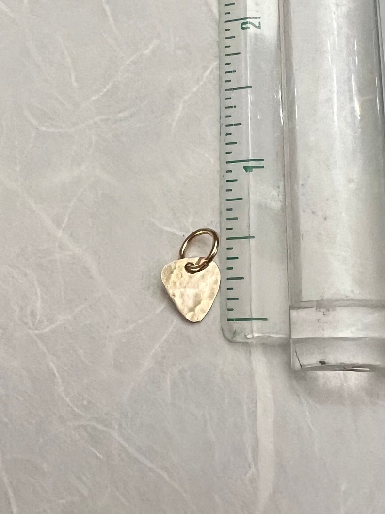 Mini Guitar Pick Charm, Copper or Brass, Tiny Guitar Pick, Pick Pendant, Pandora Size Charm, Mini Pick Charm, Charm Bracelet, Mothers Day image 5